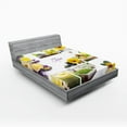thumbnail image 1 of Ambesonne Spa Fitted Sheet, Happy Day with Flowers, Queen Size, Yellow Purple and White, 1 of 2