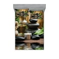 thumbnail image 1 of Ambesonne Spa Fitted Sheet & Pillow Sham Set, Massage Stones, Full, Black Brown and White, 1 of 2