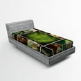 thumbnail image 1 of Ambesonne Spa Fitted Sheet, Stone Herbal Botanic Plant, Twin Size, Green White and Brown, 1 of 2