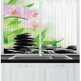 thumbnail image 1 of Ambesonne Spa Kitchen Curtains, Basalt Stones Orchid, 55"x45", Black Pink Green, 1 of 1