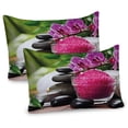 thumbnail image 1 of Ambesonne Spa Pillow Sham 2 Pack, Black Stones, 36"x20", Fuchsia Black and Green, 1 of 3