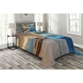 thumbnail image 1 of Ambesonne Spa Quilted Bedspread Set 2 Pcs, Calming Relaxing Pool Seats, Twin Size, Turquoise Pale Blue, 1 of 3