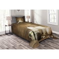 thumbnail image 1 of Ambesonne Spa Quilted Bedspread Set 2 Pcs, Wooden Stones Flower Petal, Twin Size, Brown and White, 1 of 3