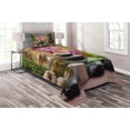 thumbnail image 1 of Ambesonne Spa Quilted Coverlet 2 Pcs, Warm Stones and Flowers, Twin Size, Purple Black and Green, 1 of 2