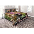 thumbnail image 1 of Ambesonne Spa Quilted Coverlet 3 Pcs, Warm Stones and Flowers, King Size, Purple Black and Green, 1 of 2