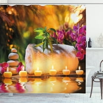 Ambesonne Spa Shower Curtain, Romantic Garden, 69"Wx84"L, Purple White and Green