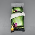 thumbnail image 1 of Ambesonne Spa Themed Bedding Set 3 Pcs, Orchid Leaves and Rocks, Twin, Apple Green and Fuchsia, 1 of 3