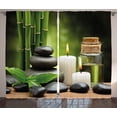 thumbnail image 1 of Ambesonne Spa Themed Curtains 2 Panel Set, Rocks Candles Branches, 108" x 84", White Black Green, 1 of 3