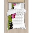 thumbnail image 1 of Ambesonne Spa Themed Duvet Cover Sets, Pink Orchid and Stones, 2-Twin, Black Green and Pink, 1 of 3