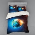 thumbnail image 1 of Ambesonne Space Bedding Set 4 Pcs, Planet Earth Sun Rays, Queen, Red Blue, 1 of 2