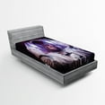 thumbnail image 1 of Ambesonne Space Cat Fitted Sheet, Galaxy Star Supernova, Twin Size, Dark Blue Purple, 1 of 2