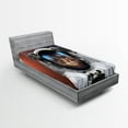 thumbnail image 1 of Ambesonne Space Cat Fitted Sheet, Grunge Cosmonaut Suit, Twin Size, White Purple and Orange, 1 of 3