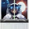 thumbnail image 1 of Ambesonne Space Cat Kitchen Curtains, Kitty in Galaxy Dust, 55"x45", Pale Yellow White, 1 of 1