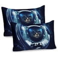 thumbnail image 1 of Ambesonne Space Cat Pillow Sham 2 Pack, Glass Rocket Galaxy, 36"x20", Dark Blue and White, 1 of 3