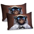 thumbnail image 1 of Ambesonne Space Cat Pillow Sham 2 Pack, Kitten in Milkyway, 26"x20", White and Pale Caramel, 1 of 3