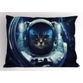 thumbnail image 1 of Ambesonne Space Cat Pillow Sham, Glass Rocket Galaxy, 36" X 20", Dark Blue and White, 1 of 2