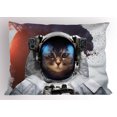thumbnail image 1 of Ambesonne Space Cat Pillow Sham, Grunge Cosmonaut Suit, 26" X 20", White Purple and Orange, 1 of 2
