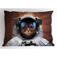 thumbnail image 1 of Ambesonne Space Cat Pillow Sham, Kitten in Milkyway, 26" X 20", White and Pale Caramel, 1 of 2