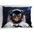 thumbnail image 1 of Ambesonne Space Cat Pillow Sham, Kitty Suit in Cosmos, 26" X 20", Navy Blue and White, 1 of 2