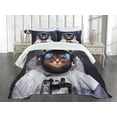 thumbnail image 1 of Ambesonne Space Cat Quilted Bedspread Set 3 Pcs, Kitty Suit in Cosmos, Queen Size, Navy Blue and White, 1 of 5