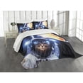 thumbnail image 1 of Ambesonne Space Cat Quilted Bedspread Set 3 Pcs, Supernova Eclipse, King Size, Dark Blue Orange, 1 of 5