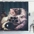 thumbnail image 1 of Ambesonne Space Cat Shower Curtain, American Flag Vintage, 69"Wx70"L, White Red and Dark Blue, 1 of 3