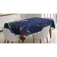thumbnail image 1 of Ambesonne Space Cat Tablecloth Rectangular Table Cover, Cartoon Kitten Aliens, 60"x90", Green Brown Dark Blue, 1 of 3