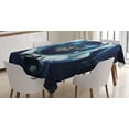 thumbnail image 1 of Ambesonne Space Cat Tablecloth Rectangular Table Cover, Glass Rocket Galaxy, 52"x70", Dark Blue and White, 1 of 4