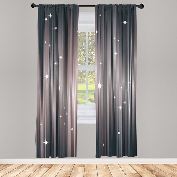 Ambesonne Space Curtains, Abstract Beams Stars Galaxy, Pair of 28"x63", Pale Mauve