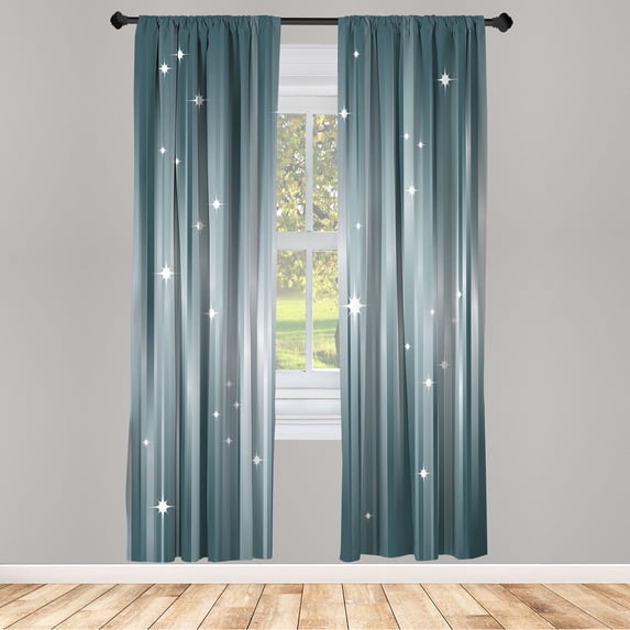 Ambesonne Space Curtains, Abstract Beams Stars Galaxy, Pair of 28"x84", Pale Grey