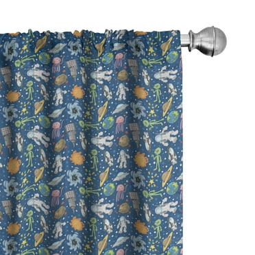 Ambesonne Space Curtains, Alien Friends Astronaut, Pair of 28"x84", Multicolor