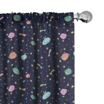 Ambesonne Space Curtains, Alien Planets Asteroid, Pair of 28"x95", Multicolor