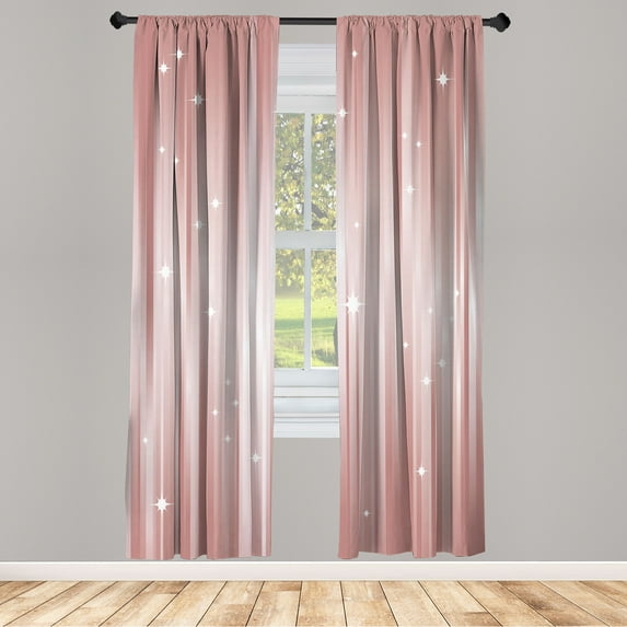 Ambesonne Space Curtains, Colorful Beams Galaxy Lines, Pair of 28"x63", Pale Salmon