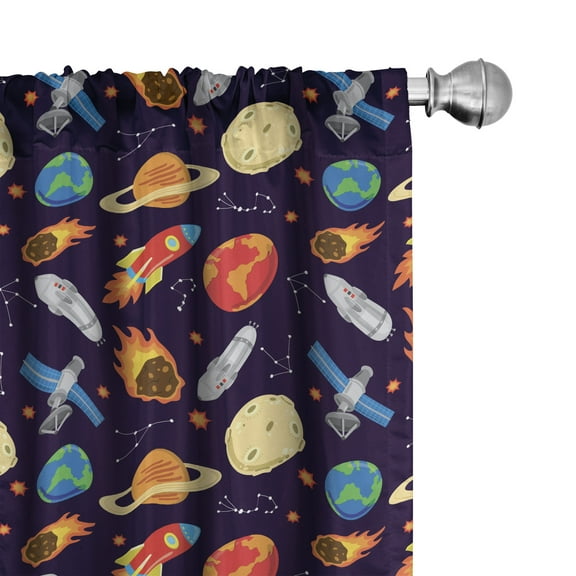 Ambesonne Space Curtains, Universe Theme Earth, Pair of 28"x63", Multicolor