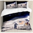 thumbnail image 1 of Ambesonne Space Duvet Cover Sets, Astronaut on Moon Mission, 2-Queen, Taupe Blue, 1 of 7
