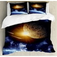 thumbnail image 1 of Ambesonne Space Duvet Cover Sets, Earth Landscape, 2-Queen, Blue Yellow, 1 of 7