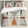 thumbnail image 1 of Ambesonne Space Duvet Cover Sets, Interior Corridor, 2-Queen, White and Red, 1 of 7