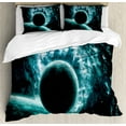thumbnail image 1 of Ambesonne Space Duvet Cover Sets, Solar System Star Scenery, 2-King, Teal, 1 of 7