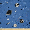 thumbnail image 1 of Ambesonne Space Fabric by the Yard Microfiber, Outer World Planet Rocket, 3 Yards, Violet Blue Pale Tan, 1 of 2