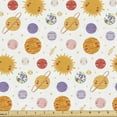 thumbnail image 1 of Ambesonne Space Fabric by the Yard Upholstery, Cartoon Planet Pattern Outer, 10 Yards, Burnt Sienna Marigold, 1 of 5