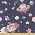thumbnail image 1 of Ambesonne Space Fabric by the Yard Upholstery, Kawaii Cat in a Rocket Stars, 2 Yards, Multicolor, 1 of 5