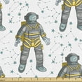thumbnail image 1 of Ambesonne Space Fabric by the Yard Upholstery, Vintage Astronauts and Stars, 3 Yards, Pale Grey Pastel Yellow, 1 of 5