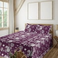 thumbnail image 1 of Ambesonne Space Fitted & Flat Sheet with Sham 3 Pcs Set, Astronaut and Sun Pinky Back, Twin, Dark Magenta Ivory, 1 of 5
