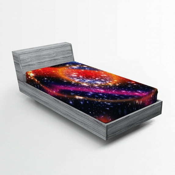 Ambesonne Space Fitted Sheet, Apocalyptic Cosmos Sky, Twin Size, Multicolor