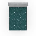 thumbnail image 1 of Ambesonne Space Fitted Sheet, Astrology Vibes Moon Stars, Queen Size, Dark Teal White, 1 of 5