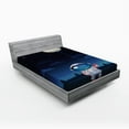 thumbnail image 1 of Ambesonne Space Fitted Sheet, Astronaut with a Moon, Queen Size, Indigo and Pale Grey, 1 of 2