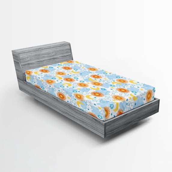Ambesonne Space Fitted Sheet, Celestial Elements Tile, Twin Size, Multicolor