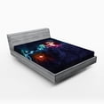 thumbnail image 1 of Ambesonne Space Fitted Sheet, Cosmos Galactic Star View, Full Size, Magenta Blue, 1 of 2