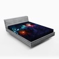 thumbnail image 1 of Ambesonne Space Fitted Sheet, Cosmos Galactic Star View, Queen Size, Magenta Blue, 1 of 2