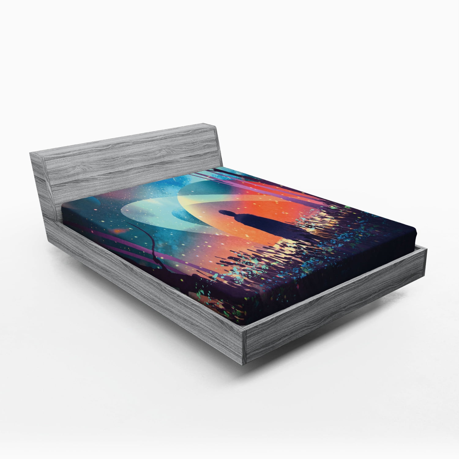 Galaxy Print Queen Size Microfiber Fitted Sheet